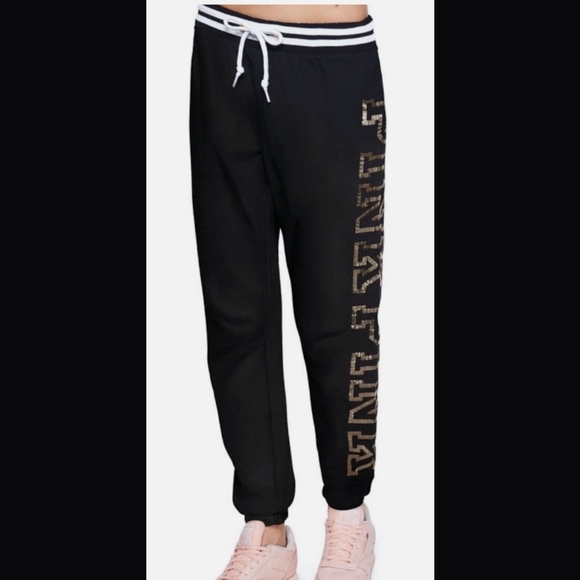 PINK Victoria's Secret Pants - VS Pink Bling Pants in Black & Gold!